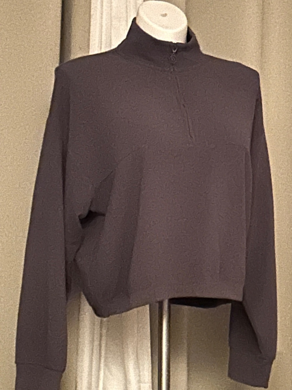 Victoria's Secret Cropped Half-Zip Turtleneck Sweater - Charcoal Gray XL